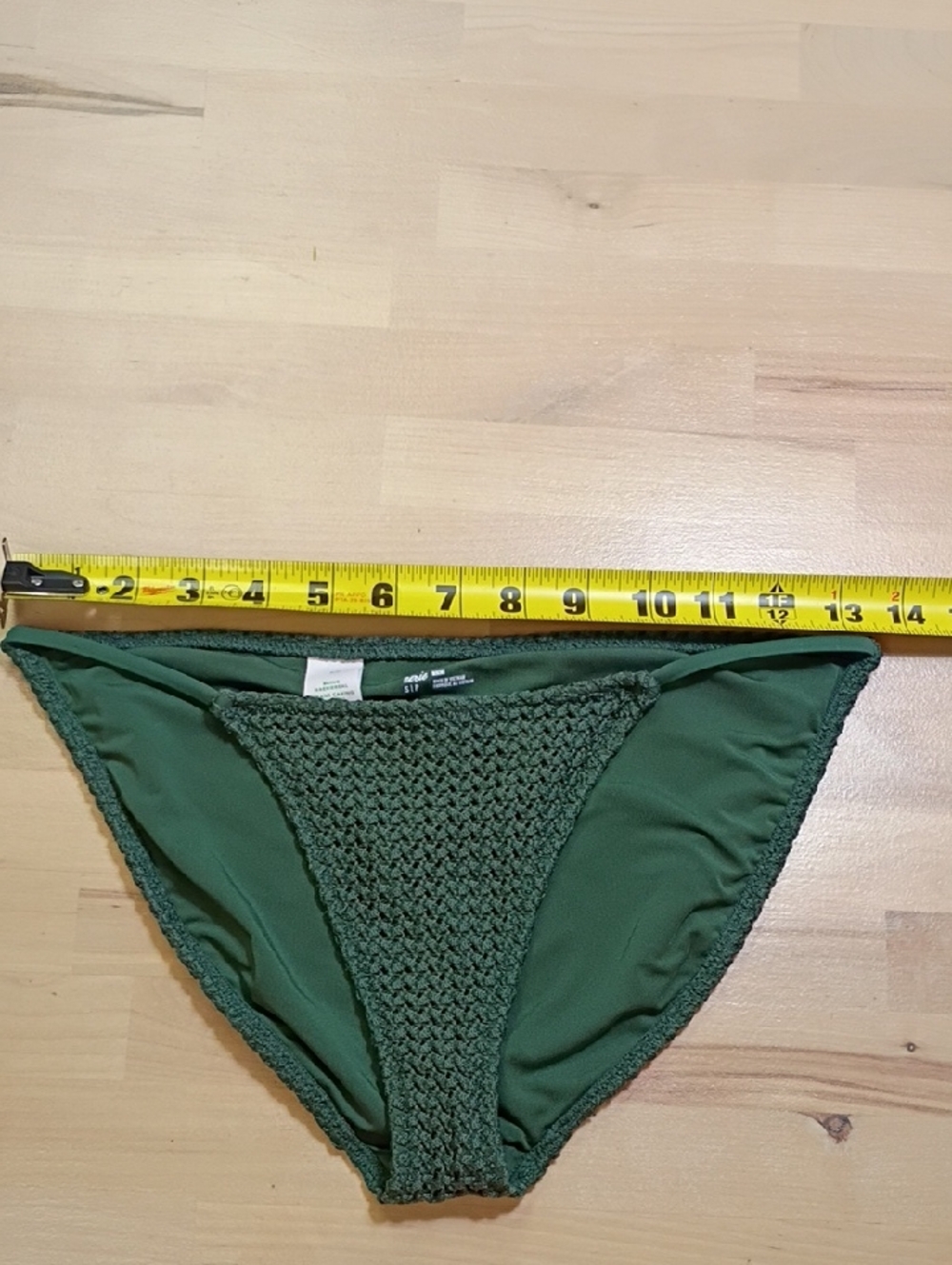 EUC Aerie Olive Green Crochet Front Bikini Bottom Womens Size Small Summer